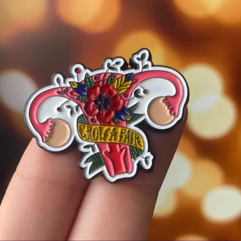 Grow a Pair Enamel Pin/ Brooch